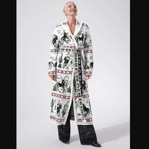 HAYLEY MENZIES  bronco merino jacquard long cardigan cream - denim